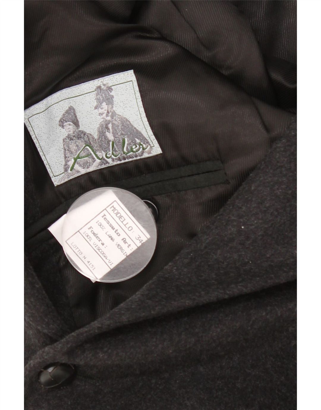 Jaqueta blazer masculina Adler com 3 botões EU 54 2XL lã virgem cinza