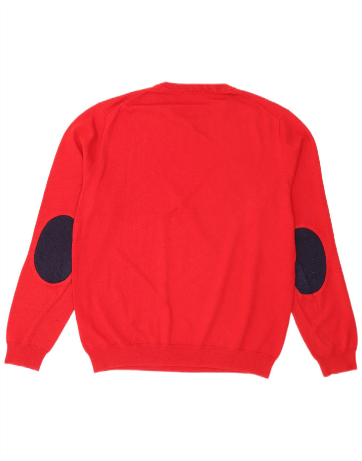 Suéter masculino Sun68 com gola redonda, lã vermelha média