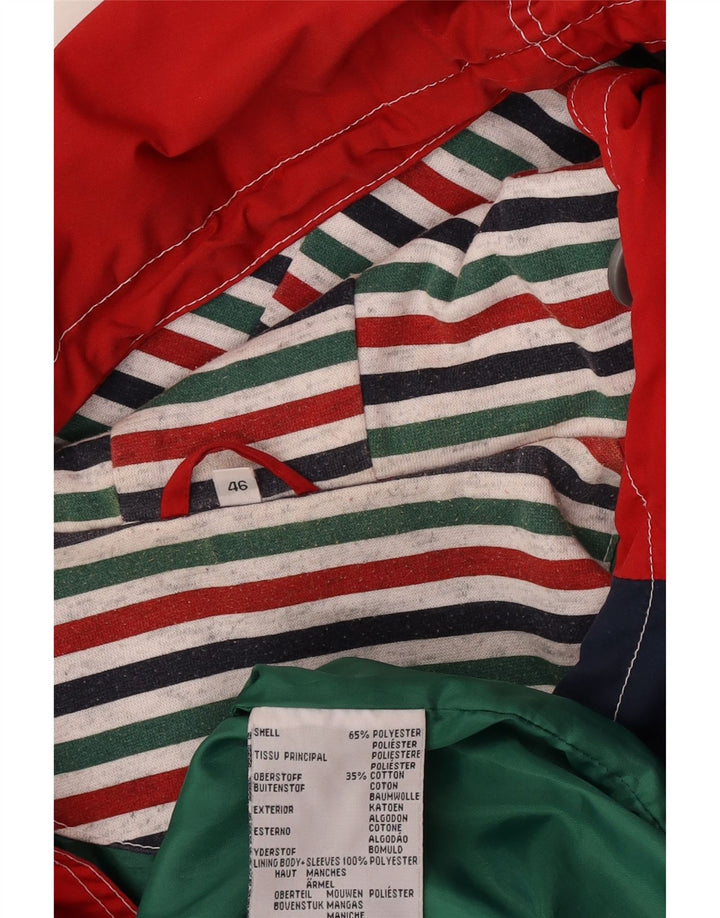 Jaqueta corta-vento superdimensionada com capuz feminino vintage EU 46 XL vermelho colorblock