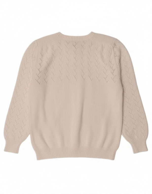 Suéter Cardigan Feminino Vintage UK 14 Médio Branco