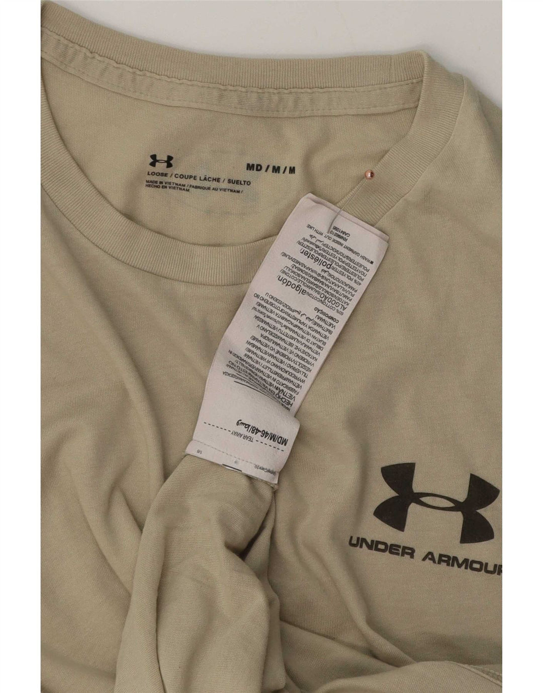 Camiseta masculina Under Armour Top médio algodão bege