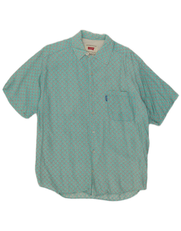 Camisa masculina Carrera de manga curta média turquesa floral