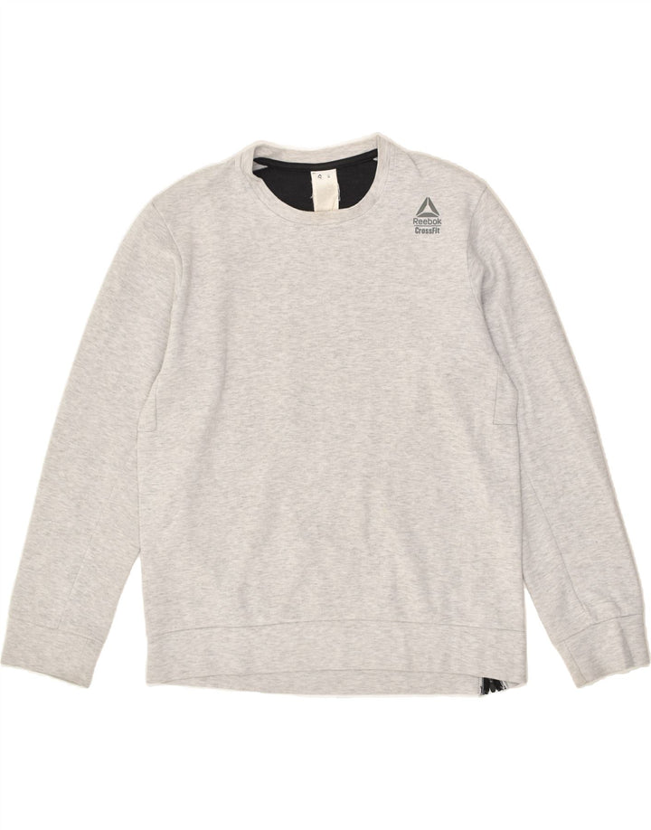 REEBOK Mens Sweatshirt Jumper Medium Grey Colourblock Cotton | Vintage Reebok | Thrift | Second-Hand Reebok | Used Clothing | Messina Hembry 
