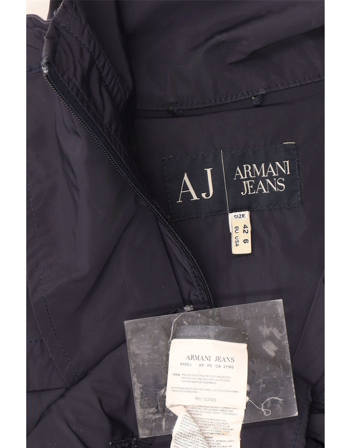 Casaco impermeável feminino ARMANI JEANS US 6 poliéster azul marinho médio