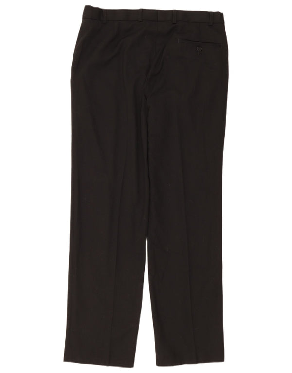 Calça masculina de terno reto Marks & Spencer W34 L33 poliéster preto