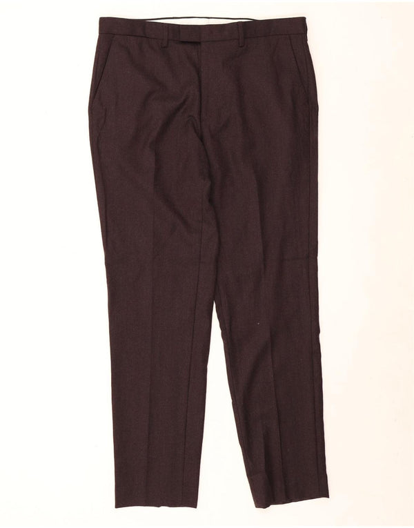 Calça masculina Marks & Spencer sob medida W36 L33 lã cor de vinho