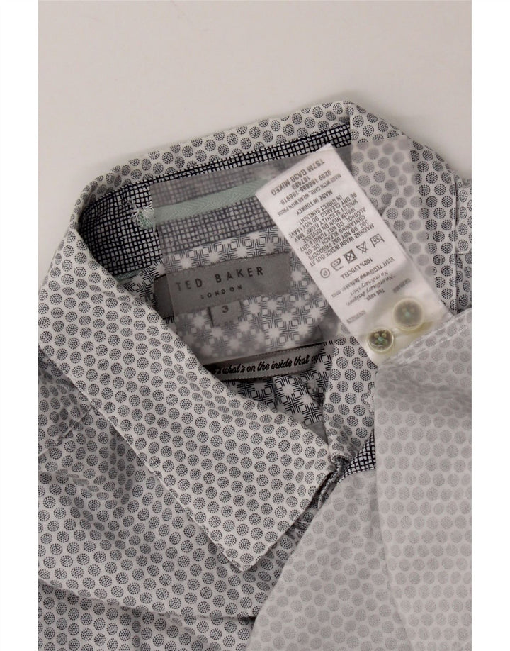 Camisa masculina Ted Baker tamanho 3 Lyocell manchado cinza médio
