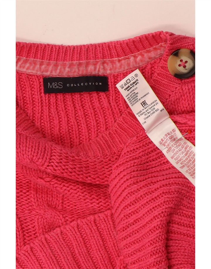 Suéter feminino Marks & Spencer com gola canoa grande Reino Unido 12 rosa médio