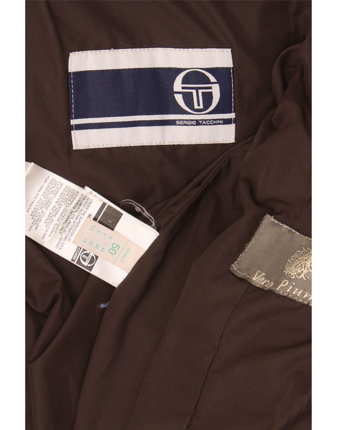 SERGIO TACCHINI Womens Hooded Padded Coat IT 50 XL Brown Polyester Vintage Sergio Tacchini and Second-Hand Sergio Tacchini from Messina Hembry 