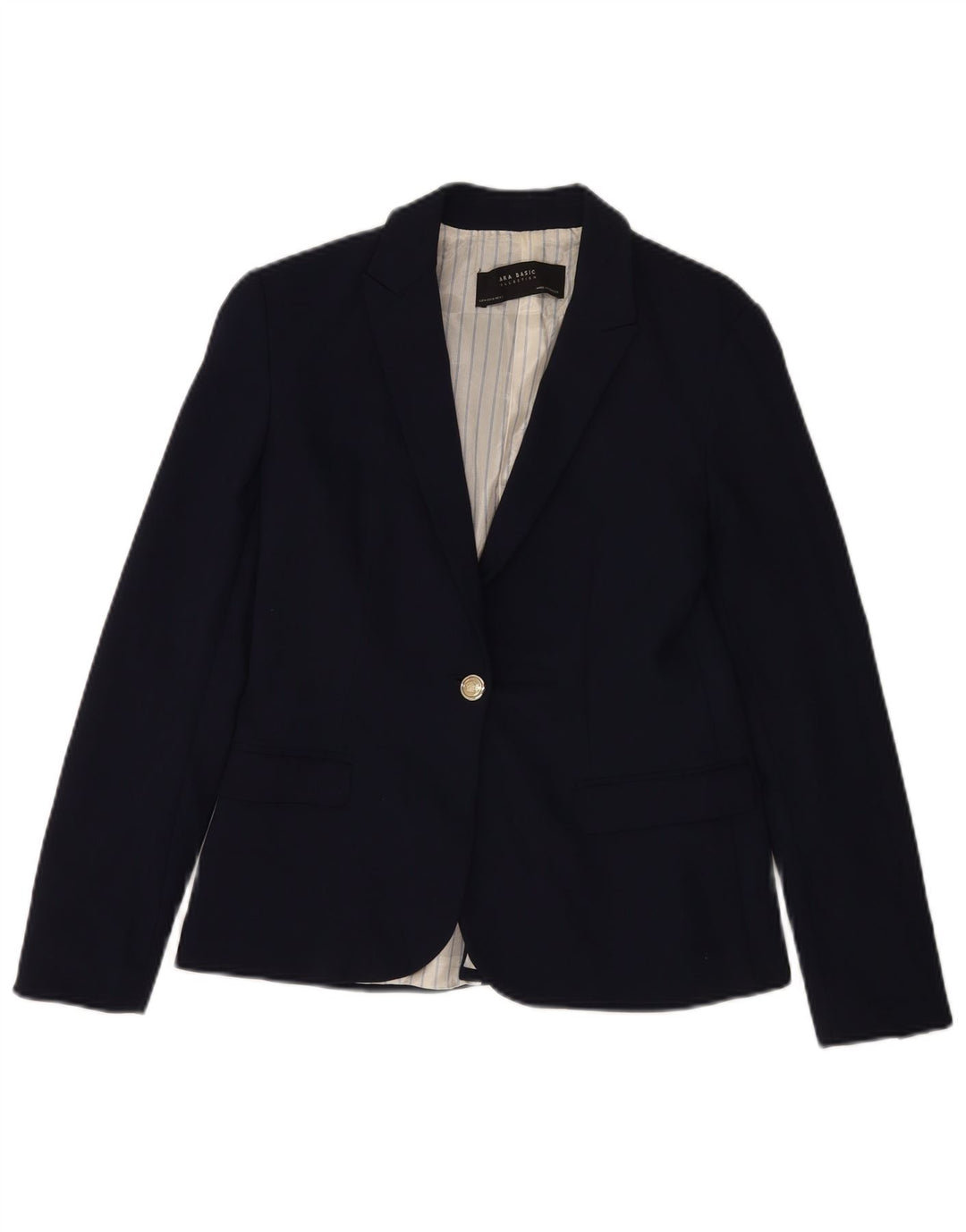 Jaqueta blazer feminina Zara com 1 botão Reino Unido 12 algodão azul marinho médio