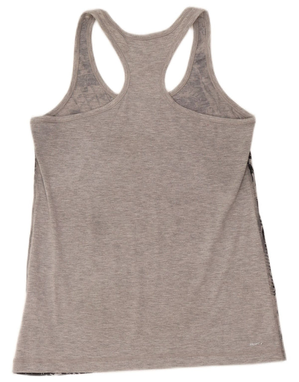 Adidas Womens Climalite Graphic Vest Top UK 12/14 Médio Cinza Geométrico