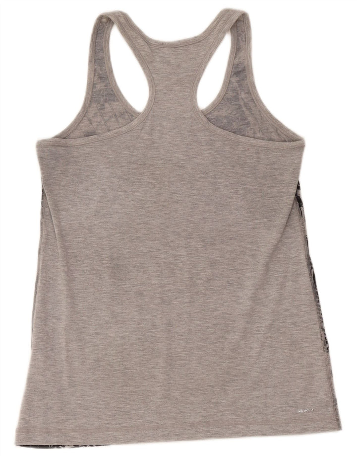 Adidas Womens Climalite Graphic Vest Top UK 12/14 Médio Cinza Geométrico