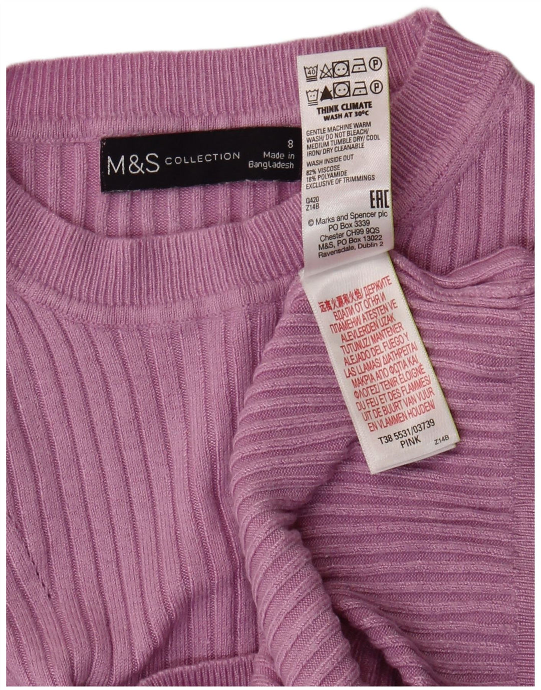 Suéter feminino Marks & Spencer com gola redonda Reino Unido 8 pequeno roxo