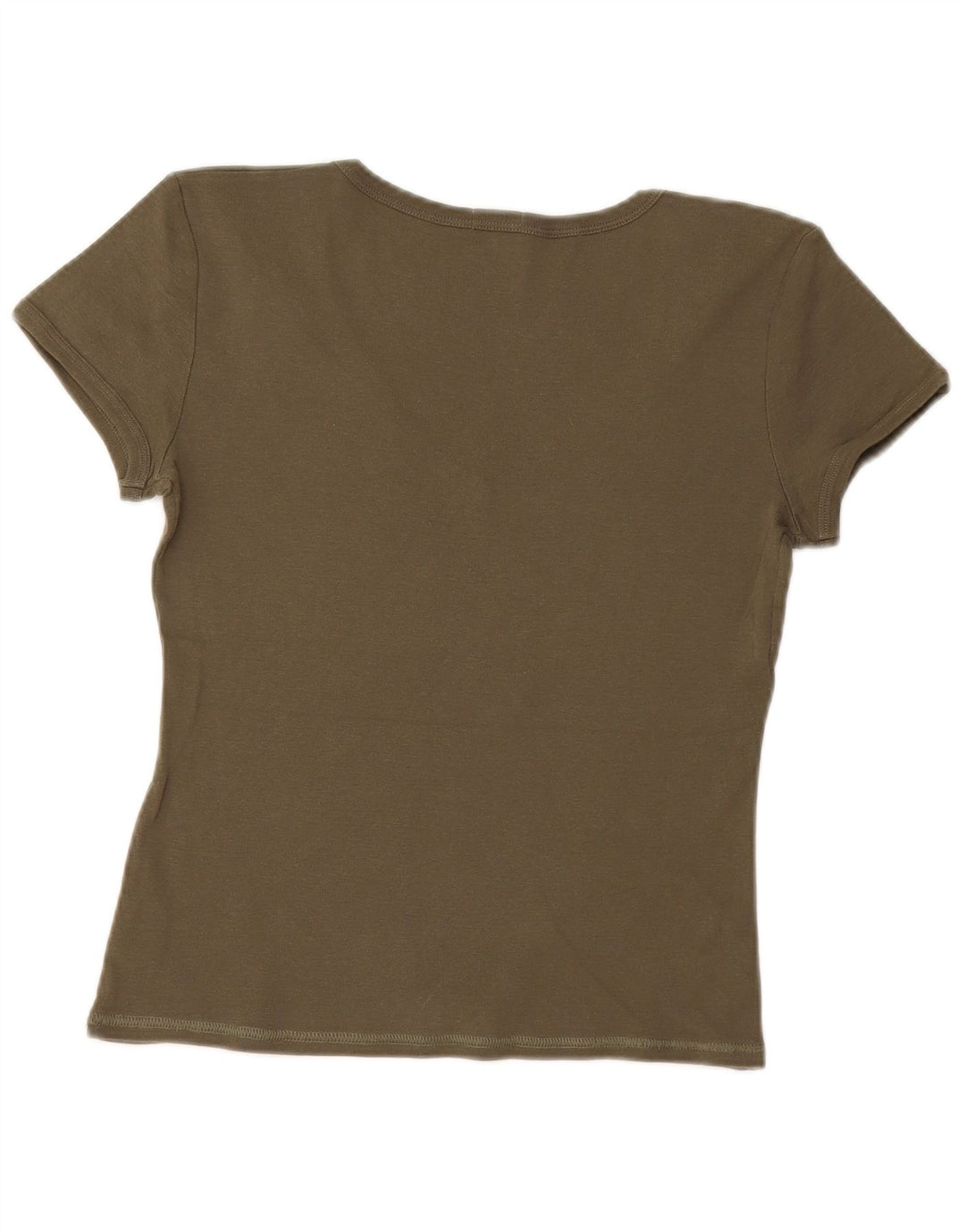 Playlife Camiseta feminina cropped UK 12 algodão cáqui médio
