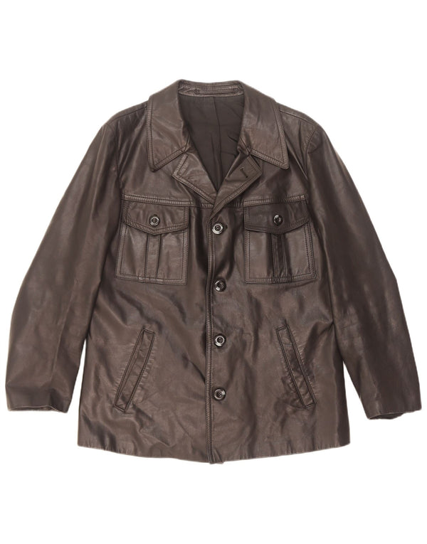 Jaqueta de couro masculina vintage UK 36 pequena preta