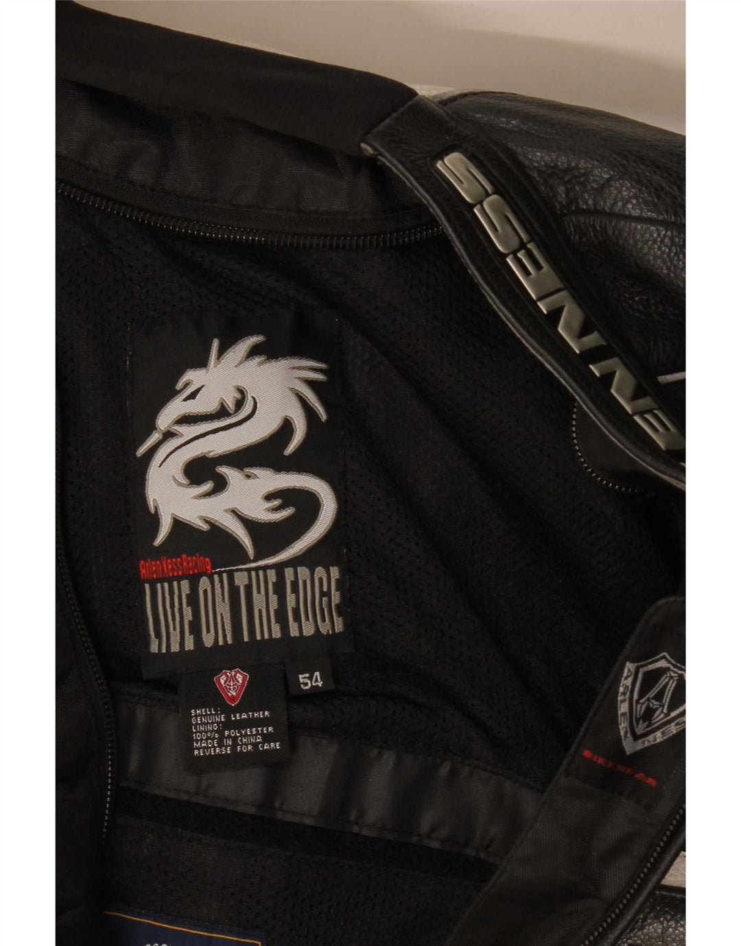 Arlen Ness Mens Graphic Biker Jacket Tamanho 54 Grande Motocicleta Cinza