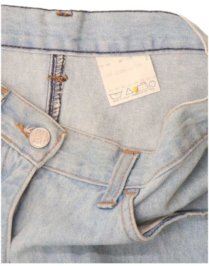Saia jeans feminina de cintura alta CLARK IT 44 médio W26 azul patchwork algodão