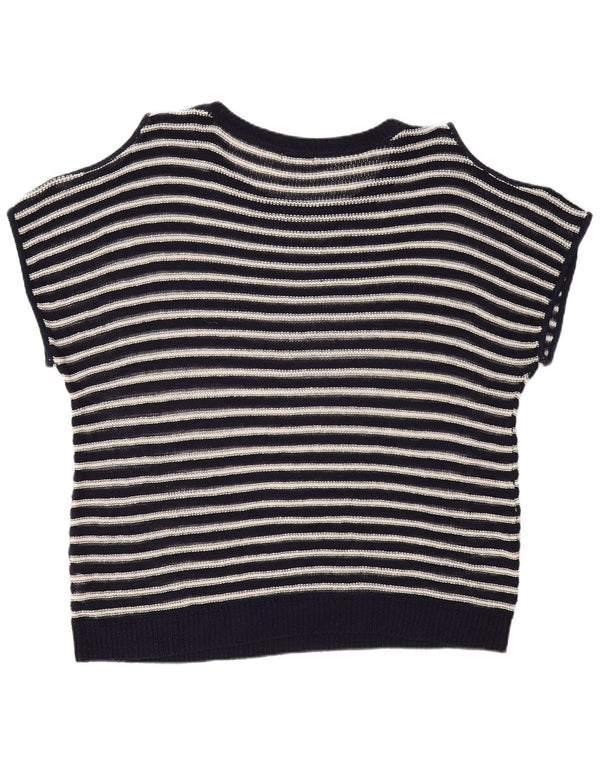 Vestido túnica feminino Marks & Spencer com ombro de fora Reino Unido 18 XL listrado azul marinho