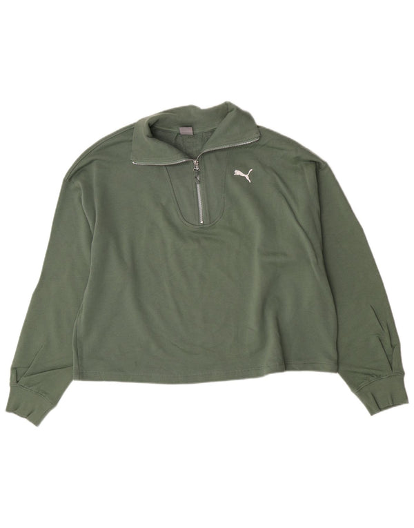 Puma moletom feminino oversized com zíper e gola alta Reino Unido 16 grande verde
