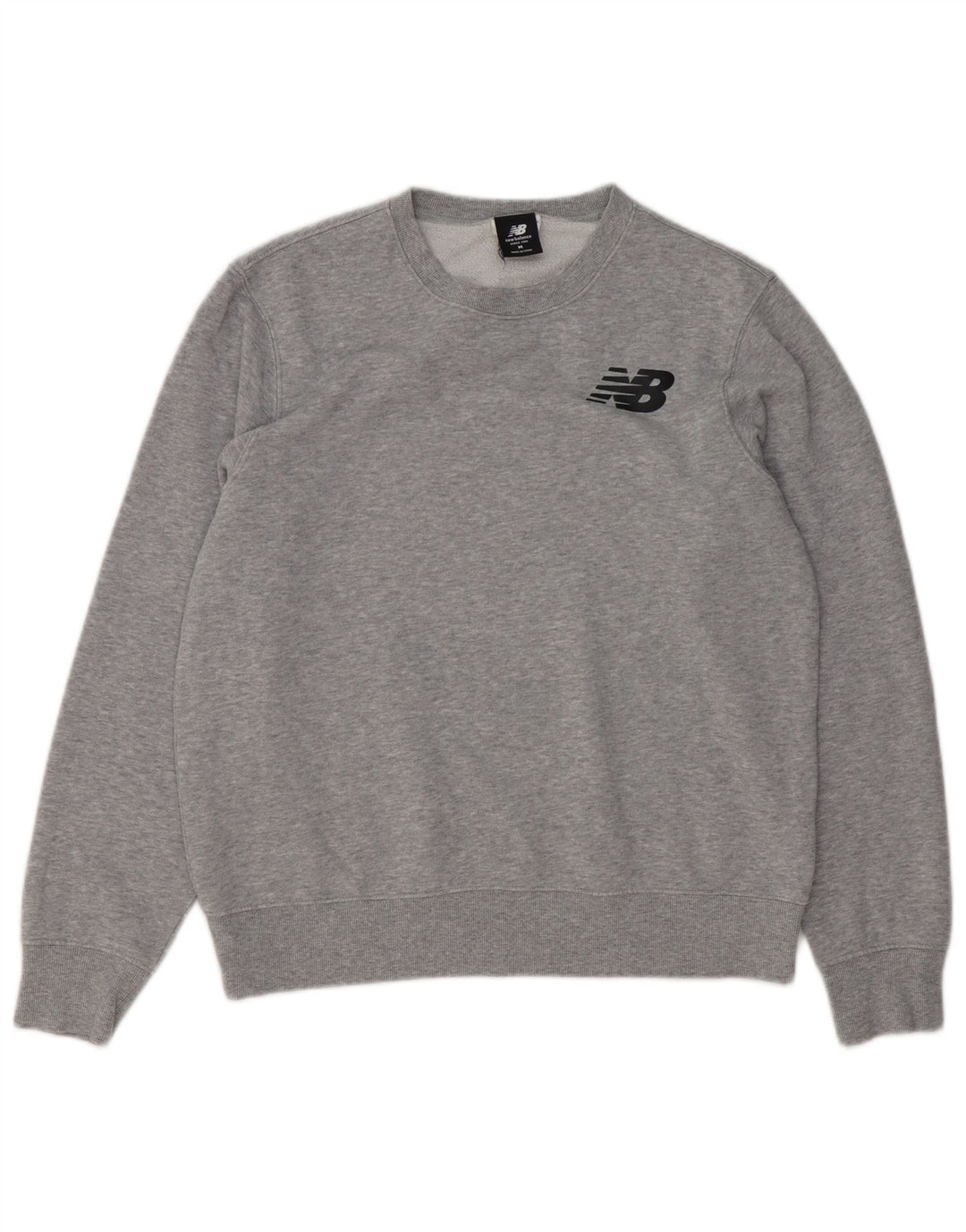 Moletom masculino New Balance, moletom cinza médio manchado de algodão