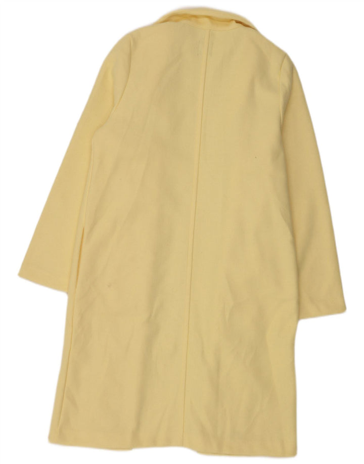 Sobretudo aberto feminino Zara UK 16 grande poliéster amarelo