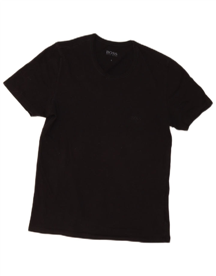 Hugo Boss Mens T-Shirt Top Pequeno Algodão Preto