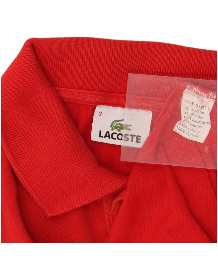 Camisa polo masculina de manga comprida LACOSTE tamanho 3 pequeno algodão vermelho