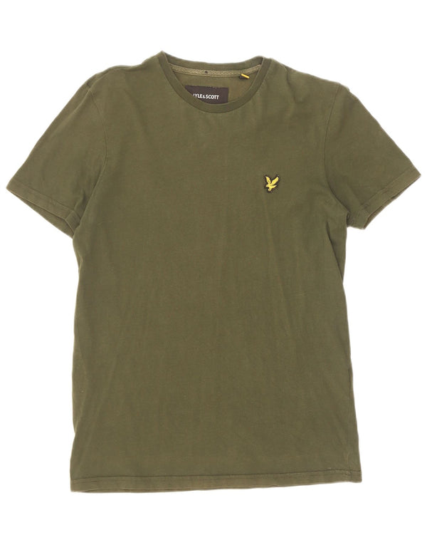 Camiseta masculina Lyle & Scott pequena de algodão cáqui
