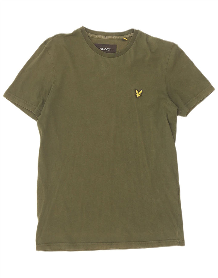 Camiseta masculina Lyle & Scott pequena de algodão cáqui