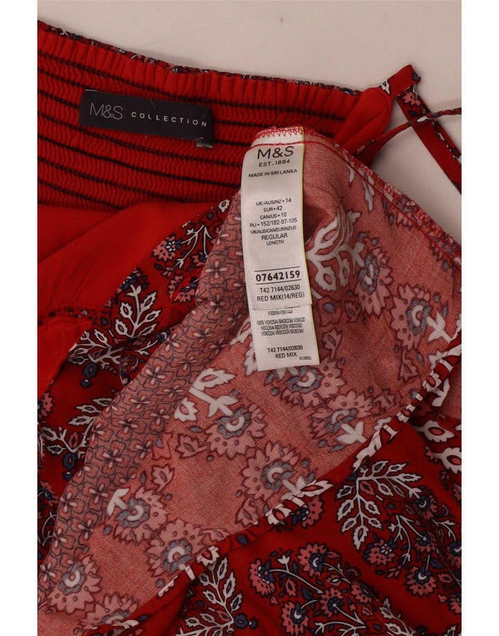 Vestido de verão feminino Marks & Spencer UK 14 viscose floral vermelho médio