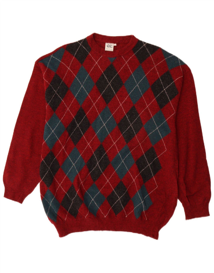 Suéter masculino Rian Rucci com gola redonda IT 56 XL vermelho Argyle/Diamante