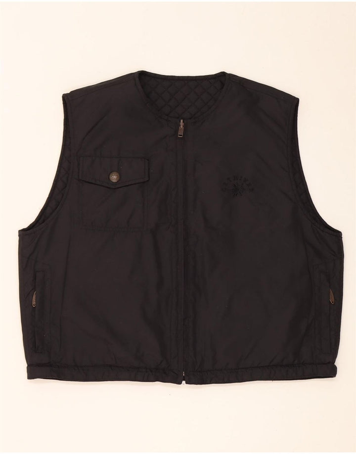 Colete acolchoado reversível grande vintage feminino Reino Unido 12 nylon preto médio
