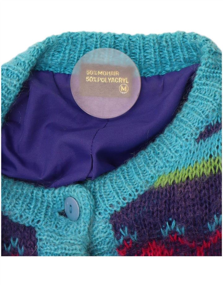 Suéter cardigã feminino vintage UK 14 médio multicolorido Fair Isle