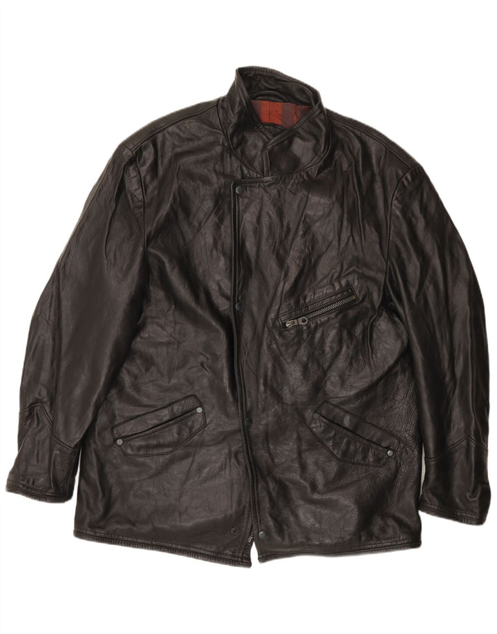 Jaqueta de couro masculina VINTAGE UK 42 XL preta