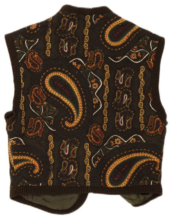 Colete feminino vintage IT 44 lã paisley verde médio