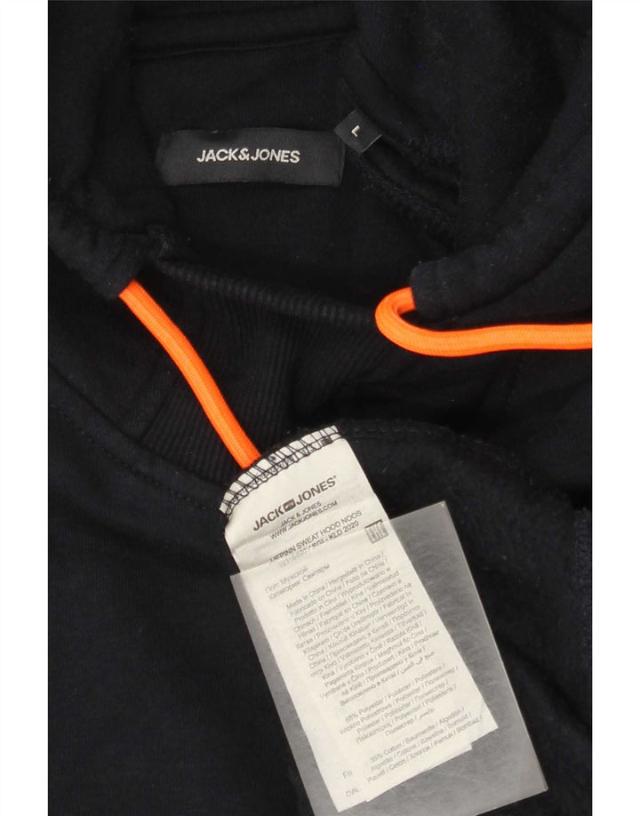 Jack & Jones moletom com capuz masculino grande poliéster azul marinho