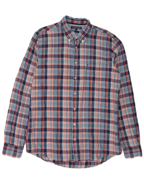 Camisa masculina Tommy Hilfiger XL azul xadrez linho