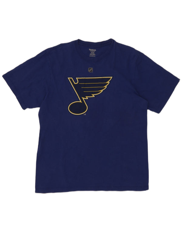 Camiseta Reebok Mens St. Louis Blues Graphic Top XL Azul Algodão