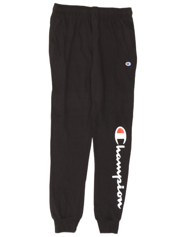 Calça esportiva masculina Champion com estampa gráfica, joggers médios de algodão preto