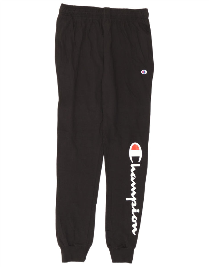 Calça esportiva masculina Champion com estampa gráfica, joggers médios de algodão preto