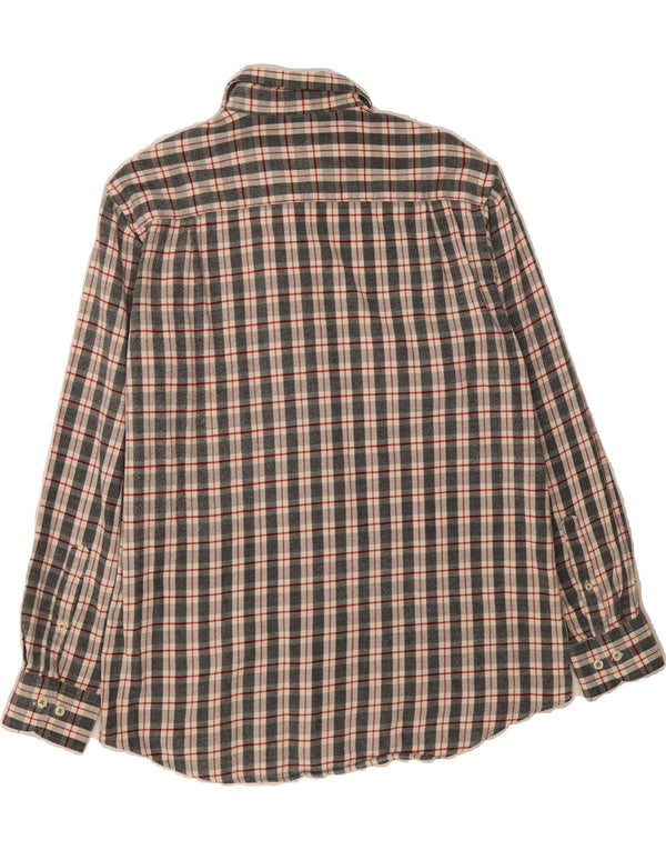 Camisa masculina de flanela PIERRE CARDIN grande algodão xadrez cinza