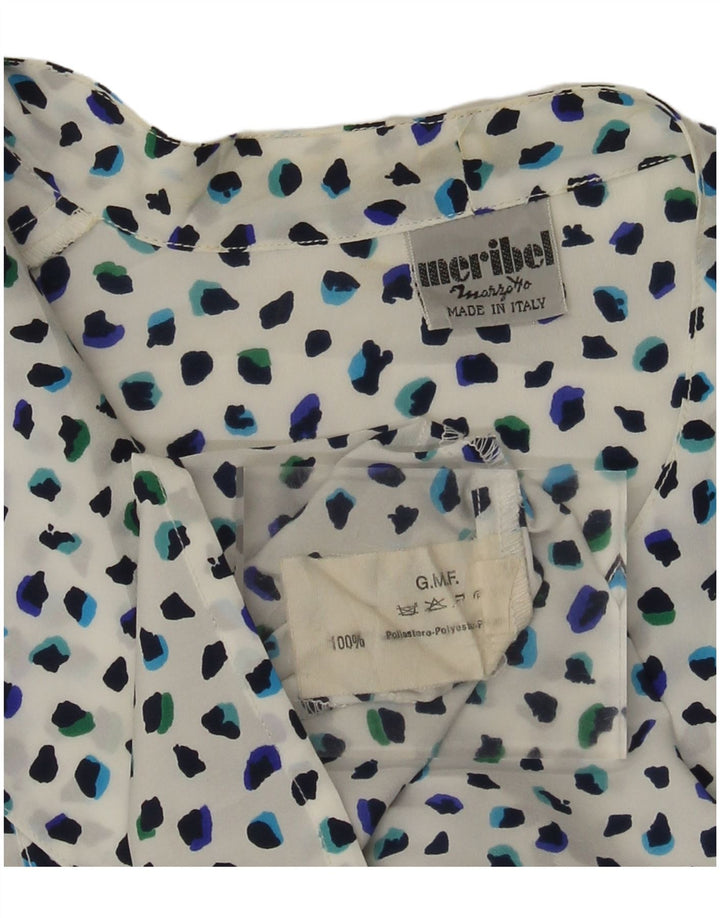 Blusa feminina Marzotto UK 14 grande poliéster manchado branco