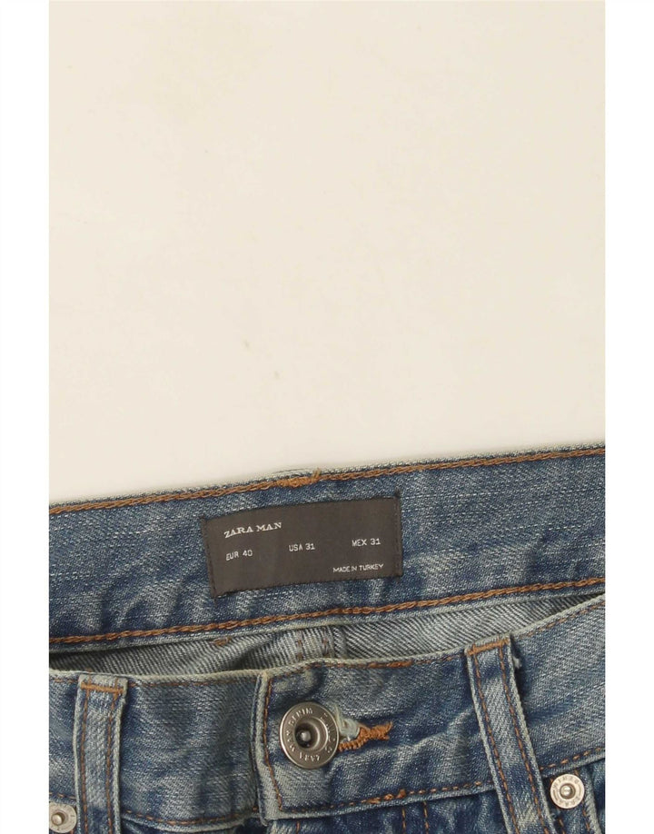 Zara Mens Distressed Slim Jeans EU 40 Médio W31 L28 Azul