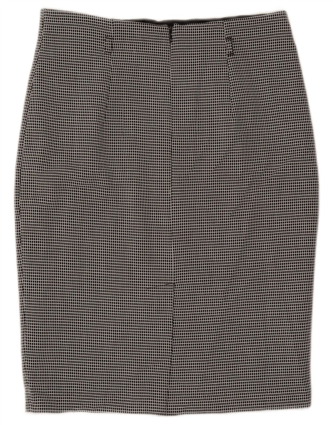 Saia lápis feminina Marks & Spencer UK 12 médio W30 poliéster xadrez preto