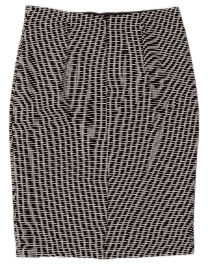 Saia lápis feminina Marks & Spencer UK 12 médio W30 poliéster xadrez preto