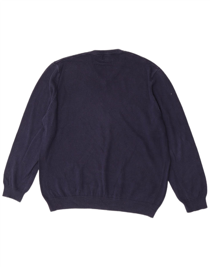Suéter masculino Marks & Spencer com decote em V 2XL algodão azul marinho