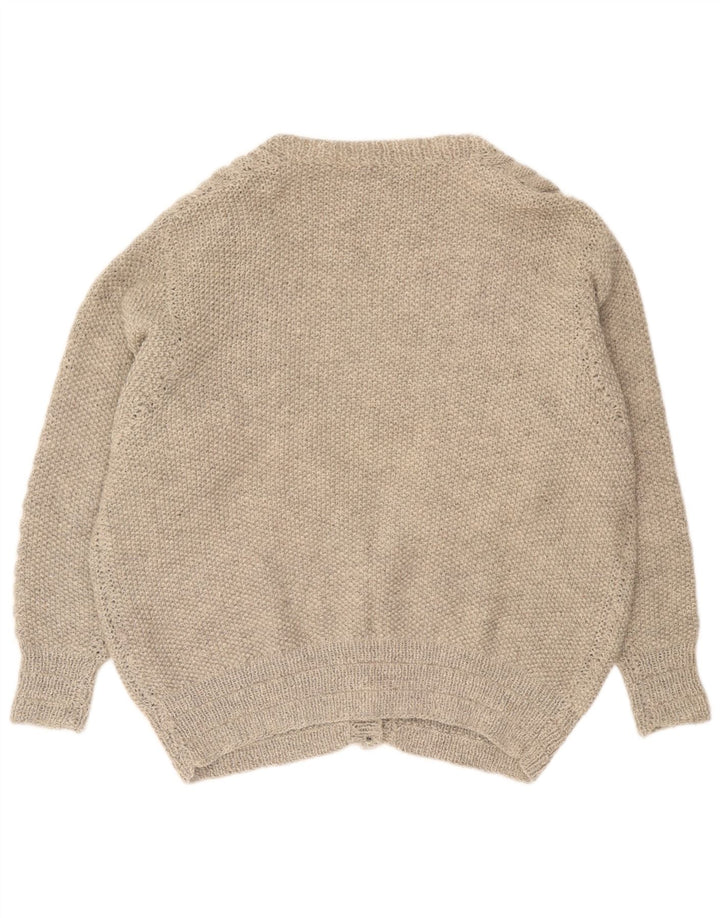 Suéter cardigã feminino vintage grande UK 16 cinza grande