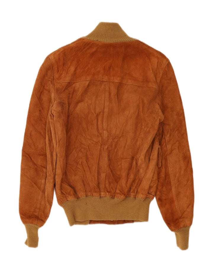Jaqueta bomber de camurça feminina vintage IT 48 XL couro marrom