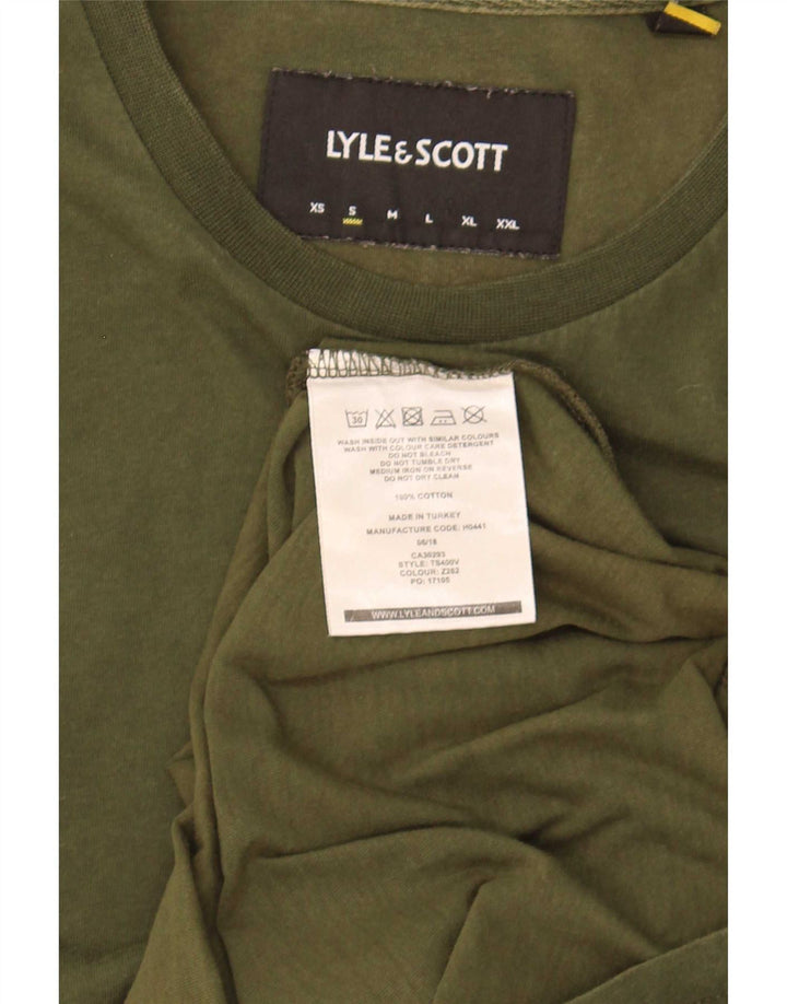 Camiseta masculina Lyle & Scott pequena de algodão cáqui