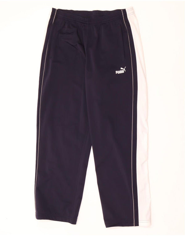 Calça de treino masculina Puma grande azul marinho colorblock poliéster